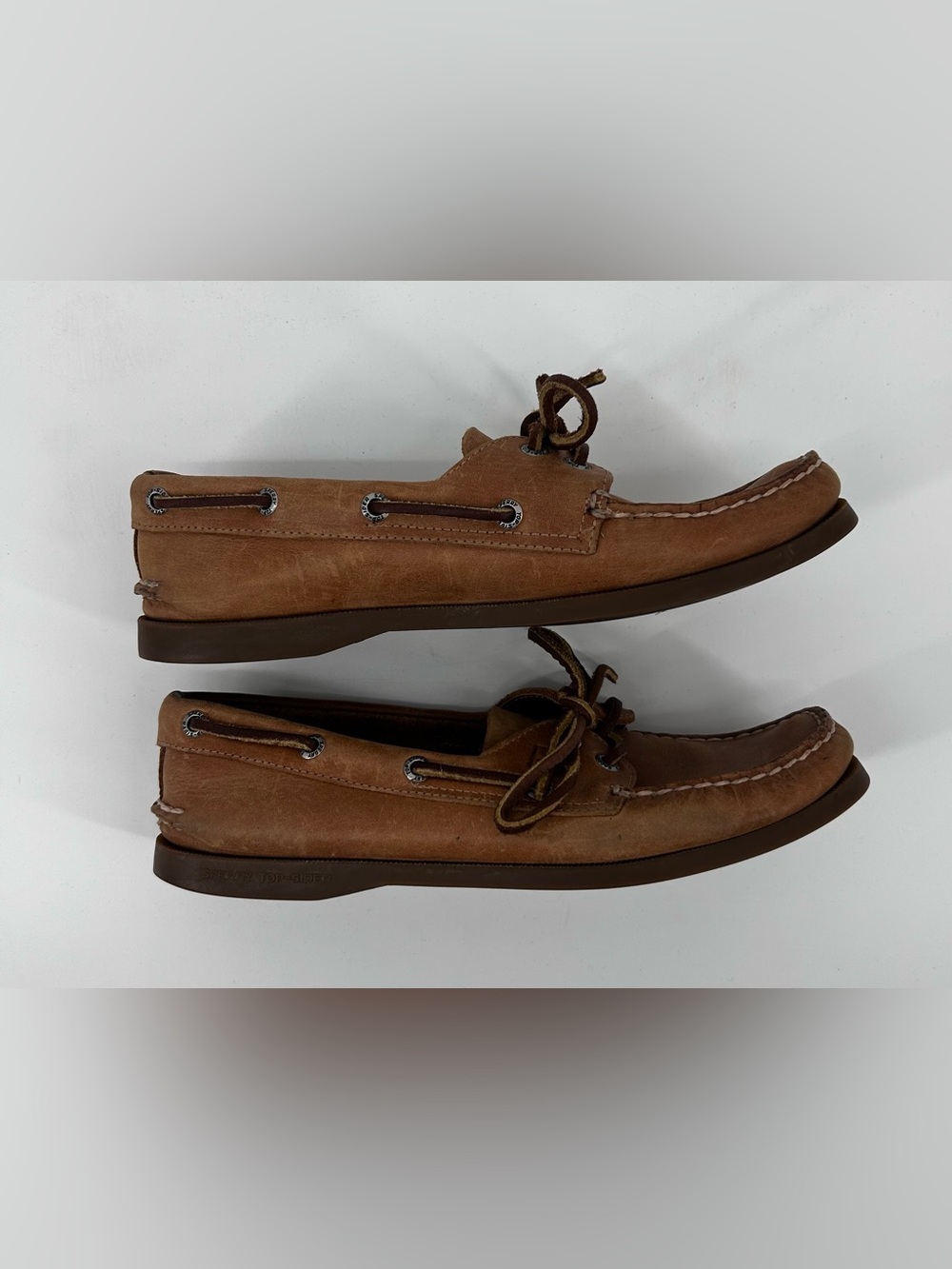 Women’s Sperry Authentic Original boat shoes brown leather loafer slip on size 9 - Picture 3 of 6